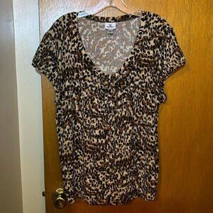 Worthington Nice Animal Print Blouse Perfect for Office Size 2X